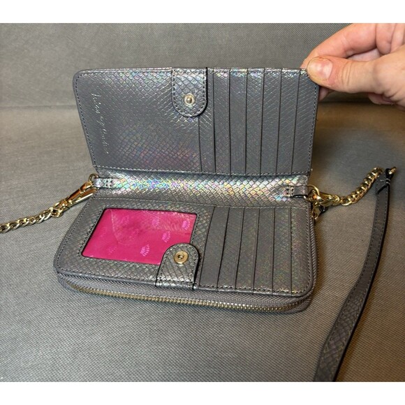 Vintage Juicy Couture Crossbody Purse Wallet Gold Chain Metallic Iridescent Y2K - Picture 6 of 14